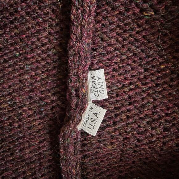 Vintage Su-Zen Wool Red Purple Artsy Colorful Geometric Cardigan Sweater - Picture 5 of 5